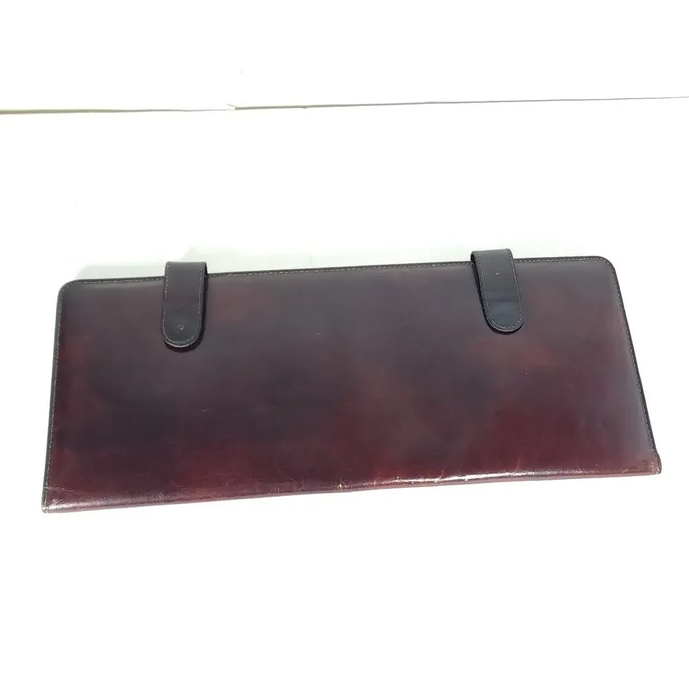 Bosca USA Oxblood Hand Stained Leather Portfolio Travel Tie Organizer Case